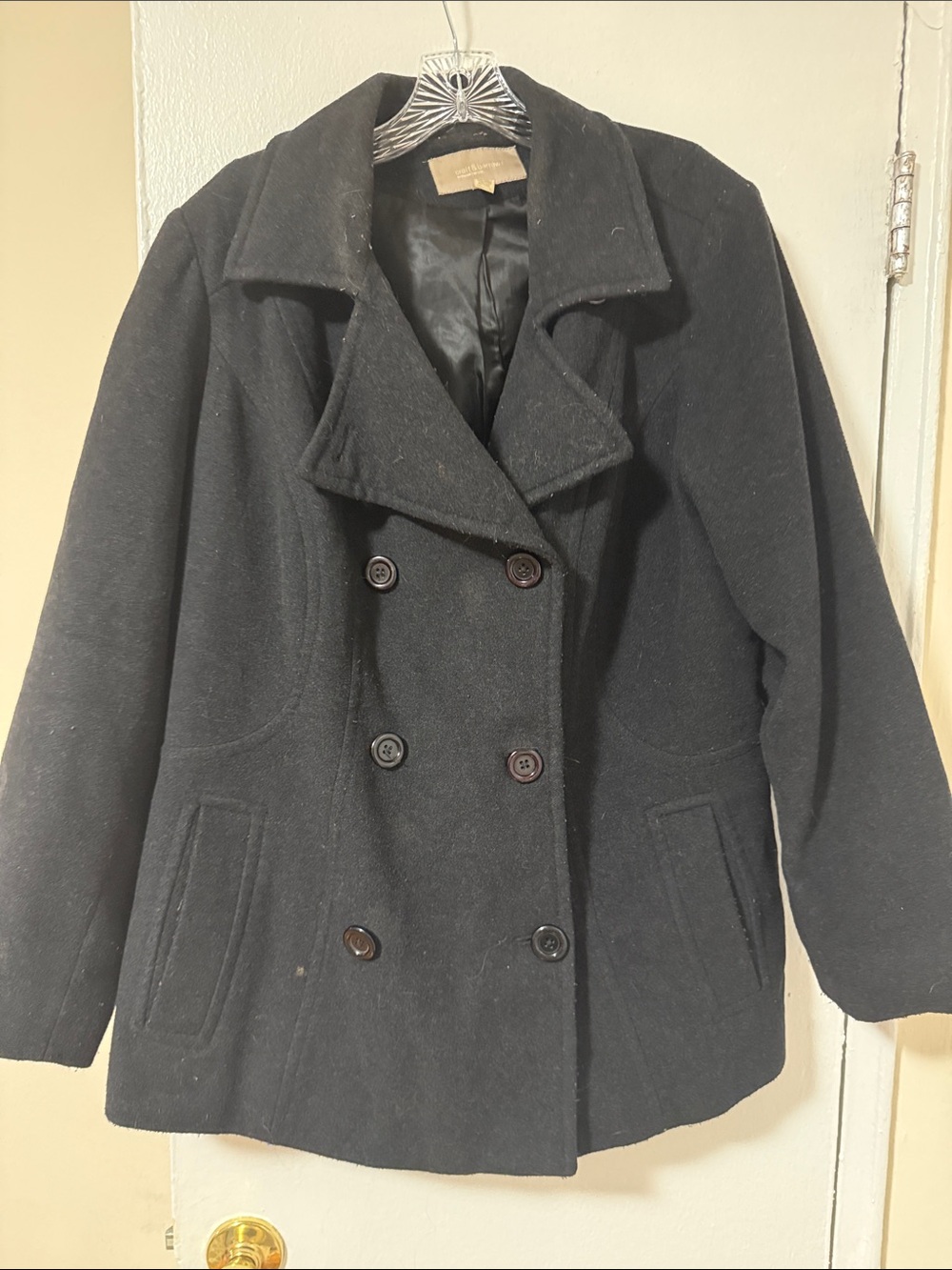 croft & barrow Black Double-Breasted Peacoat
